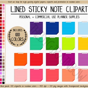 SALE 100 linierte Haftnotiz digitale Aufkleber gezeichnete Box Clipart Regenbogen Schule Aufkleber Erin Condren Goodnotes Bullet Journal Filofax
