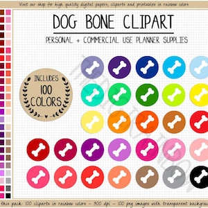 SALE 100 DOG BONE clipart dog food clipart dog planner stickers animal clipart dog printable planner sticker rainbow Commercial Use clipart