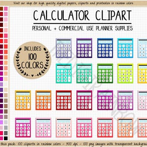 VERKOOP 100 CALCULATOR clipart regenboog school stickers wiskunde afdrukbare leraar afdrukbare leraar planner stickers afdrukbare onderwijshulpmiddel afbeelding 1