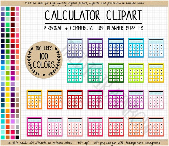 SALE 100 CALCULATOR clipart rainbow school stickers math printable teacher printable teacher planner stickers printable teaching ressource
