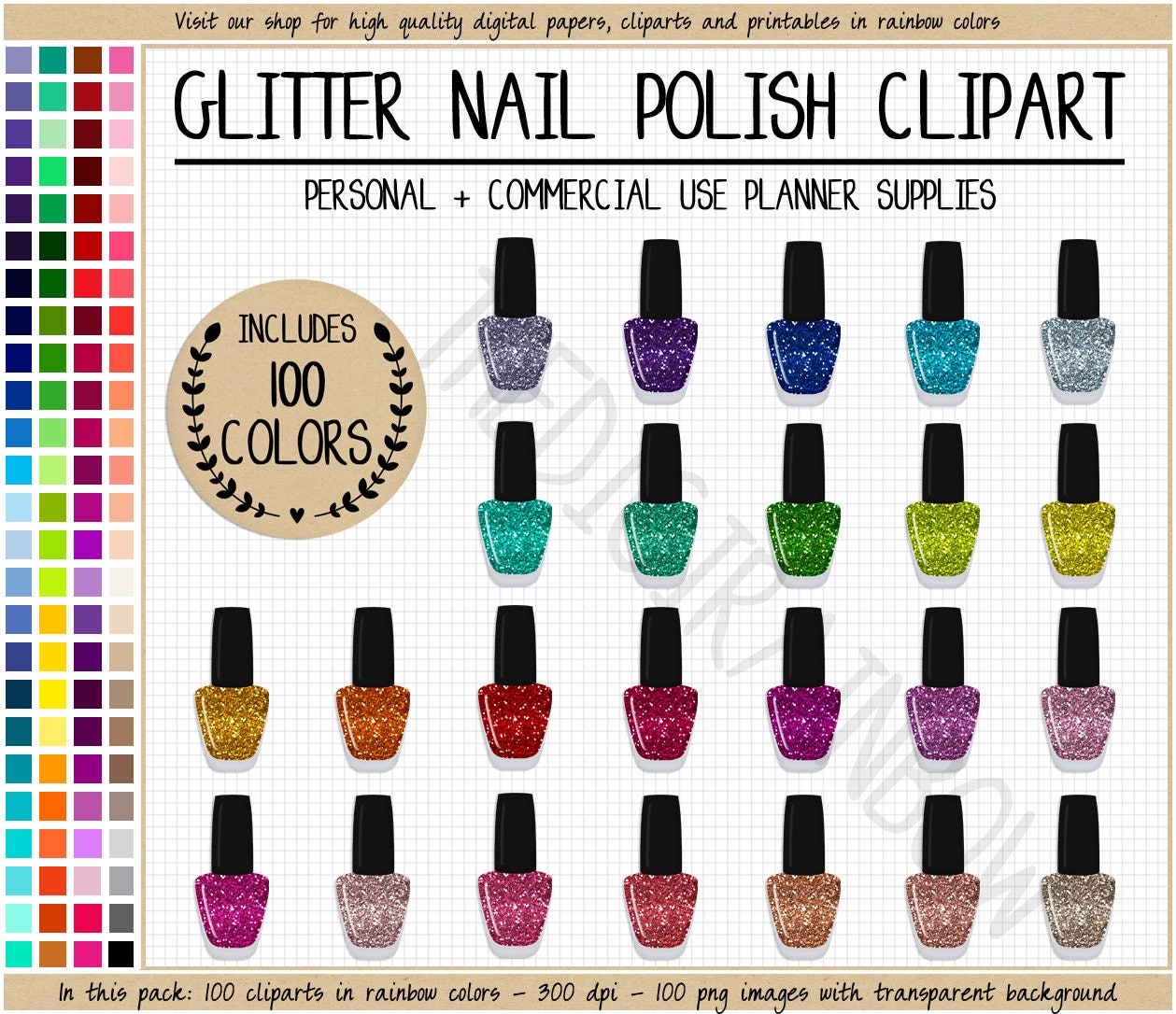 SALE 100 NAIL POLISH Clipart Glitter Nail Polish Planner - Etsy Canada SALE 100 NAIL POLISH Clipart Glitter Nail Polish Planner - Etsy Canada