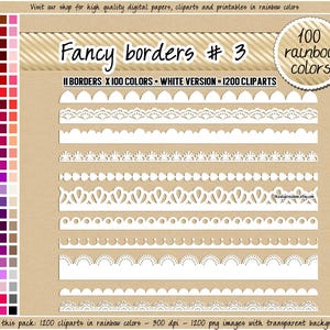 VENDA 1200 bordas de renda bordas recortadas borda de scrapbooking digital linda renda coração estrela flor banner clipart 100 elemento digital colorido