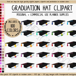 100 GRADUATION CAP Clipart Schule Clipart zum Ausdrucken Graduierung Aufkleber Graduierung Party Abschluss Ankündigung Regenbogen Abschluss Hut Symbol