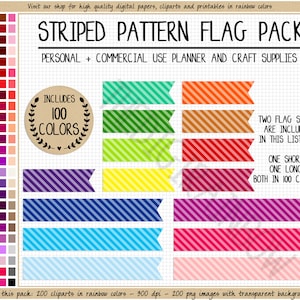 SALE 200 GESTREEPTE VLAG clipart regenboogvlag sticker planner bladwijzer afdrukbare banner stro vlag wimpel clipart Erin Condren vlag sticker