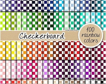100 Seamless Schachbrett Schachbrett Schachbrett geometrischer Hintergrund druckbar Regenbogen Picknick Stoffmuster hell pastell neutral dunkel