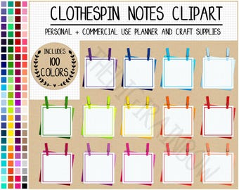 SALE 100 Wäscheklammer Notiz Box digitaler Aufkleber Hängen Haftnotiz Clipart Regenbogen Aufkleber quadratischer Box Aufkleber Erin Condren Goodnotes