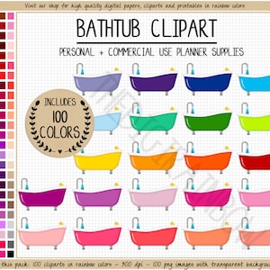 100 BADEN clipart badkuip stickers bad douche clipart badkamer afbeeldingen regenboog planner stickers babybadje tijd hygiëne pictogram schoonmaken