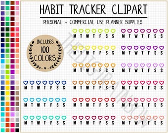 Sale 100 HEART HABIT TRACKER digital sticker heart checklist heart checkbox weekly habit sticker health sticker fitness tracker Erin Condren