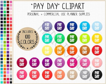 SALE 100 PAY DAY round sticker pay day digital planner clipart money icon bank stickers finance journal budget tracker dollar sign pay bills