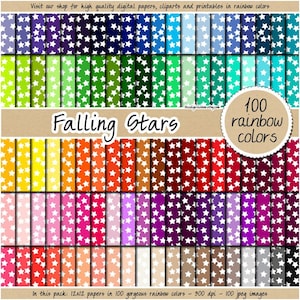 100 Sterne digitale Papiere Musterdesign konfetti Regenbogen Konfetti Sterne Rahmen Pastell neutral hell dunkel