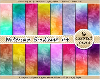 SALE rainbow gradient digital paper watercolor digital paper paint digital paper bright watercolor print pastel watercolor background 12x12