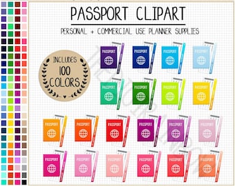 SALE 100 PASSPORT clipart passport stickers travel stickers airplane ticket stickers vacation stickers travel graphics vacation clipart ECLP