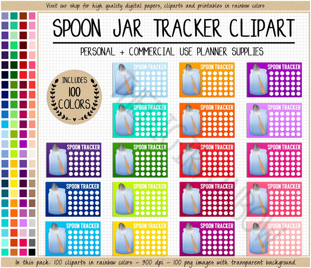 SALE 100 Spoon Tracker Digital Sticker Spoon Theory Clipart Energy