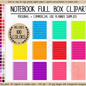 Verkauf 100 Notebook voller Box - Planer Aufkleber Regenbogen druckbare Planner Aufkleber voller Box Planer Cliparts Erin Condren Mambi Happy Planner