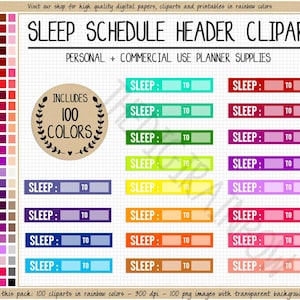 Sale 100 SLEEP TRACKER clipart schedule sticker time tracker printable header stickers sleep sticker Erin Condren Happy Planner clipart eclp