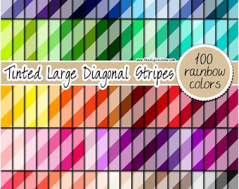100 SEAMLESS striped digital paper tinted large diagonal stripe printable scrapbook paper big stripe pattern rainbow striped background