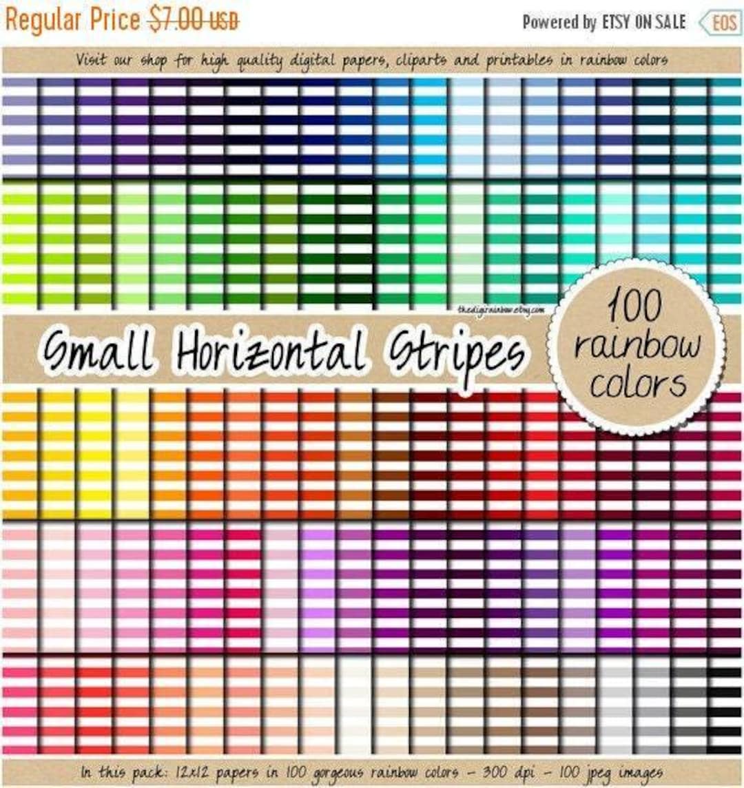 100 SEAMLESS Small Horizontal Striped Digital Paper Stripe Pattern ...