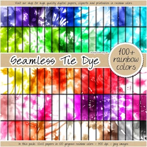 100 SEAMLESS tie dye digital paper pastel bleach wash watercolor pattern printable sublimation background rainbow psychedelic shibori print
