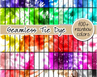100 SEAMLESS tie dye digital paper pastel bleach wash watercolor pattern printable sublimation background rainbow psychedelic shibori print