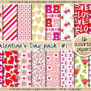 VERKOOP Valentijnsdag digitaal papier romantische clipart rood roze bruiloft digitaal papier Valentijnsdag achtergrond Valentijnsdag planner sticker