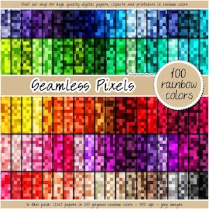SALE 100 pixel digital paper printable minecraft digital paper mosaic digital paper pixelated background pixel pattern video game clipart