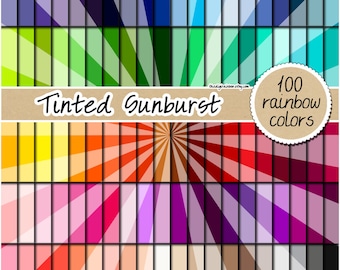 100 tinted sunburst digital papers sunray digital paper rainbow planner sticker scrapbooking kit pattern 12x12 pastel neutral bright da