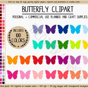 VERKOOP 100 vlinder clipart regenboog vlinder clipart lente clipart vlinder silhouet digitale scrapbooking planner stickers uitnodigingen