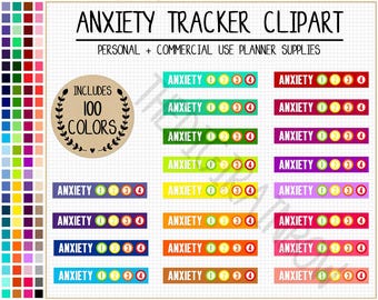 Sale 100 ANXIETY TRACKER sticker anxiety intensity sticker mental health printable planner sticker Erin Condren Goodnotes digital stickers