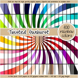 100 funky sunburst digital paper twisted sunburst digital paper spiral background twisted starburst pattern rainbow sunray clipart