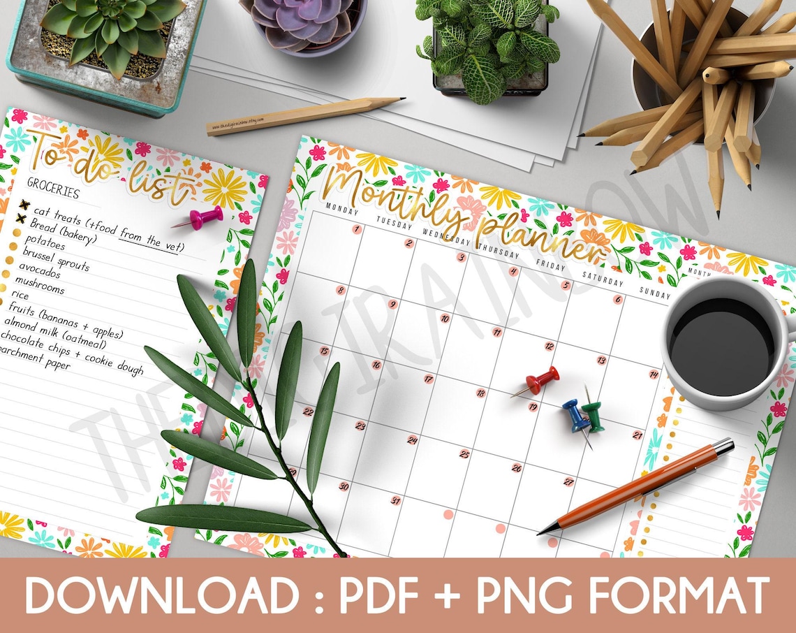SALE Daisy Weekly Desk Planner Printable Floral Notepad Daily Organizer ...