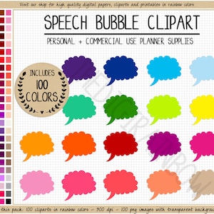 VERKOOP 100 SPEECH BUBBLE clipart regenboog tekstballon stickers wolken stickers kleurrijke tekstballon stickers heldere planner stickers Eclp
