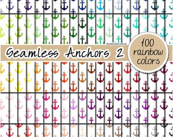 Papel digital náutico sin costuras, 100 % sin costuras, patrón de ancla, fondo marino, clipart náutico, pegatina de verano, papel comercial imprimible para álbumes de recortes.
