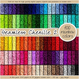 100 NAADLOZE chenille digitaal papier afdrukbare gezellige stof patroon regenboog fuzzy badstof gewaad textuur realistische chenille patch wol achtergrond