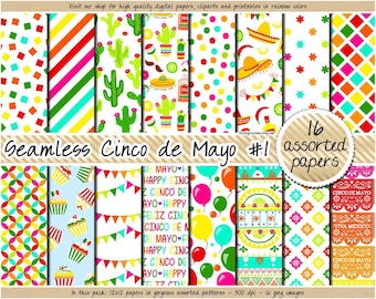 SALE Cinco de Mayo digital papers Cinco de Mayo clipart Fiesta digital paper Cinco de mayo stickers pinata cactus sombrero pepper tequila