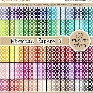 100 papier numérique marocain quadrilobe papier numérique quadrilobe arc-en-ciel clipart scrapbooking kit motif 12 x 12 pastel neutre lumineux dar