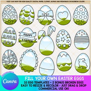 Modello modificabile di Easter Egg Canva, Riempi il tuo pacchetto di cornici pasquali trascina e rilascia il design vuoto di sublimazione del coniglietto pasquale per uso commerciale fai da te