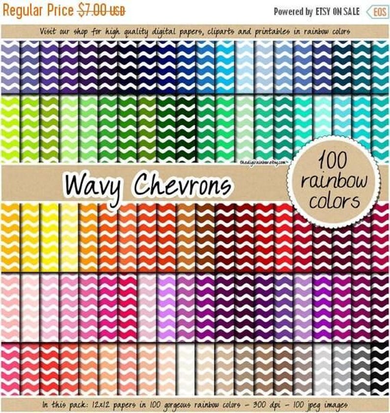 100 wave digital paper rainbow chevron digital paper nautical pattern 12x12 scrapbook paper chevron planner sticker pastel chevron prin image 1