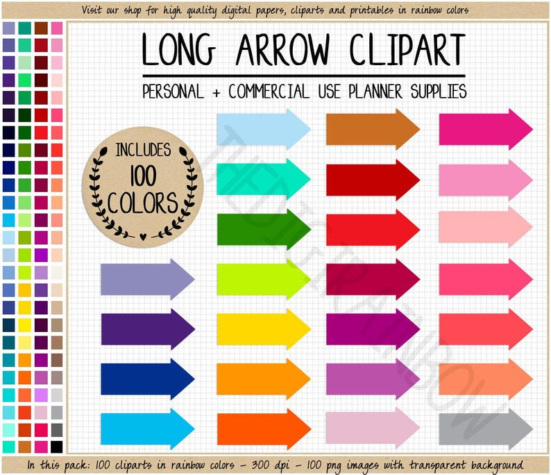VENDITA 100 clipart FRECCIA adesivi per planner freccia adesivi per planner stampabili funzionali Erin Condren Kikki K Filofax clipart per planner arcobaleno immagine 1