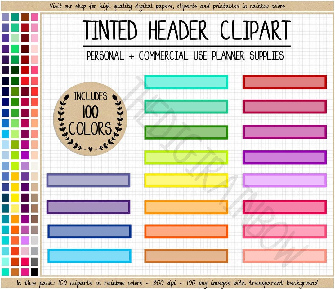 Tan Color Header Printable SALE 100 TINTED HEADER Stickers Rainbow Header Printable Header Planner ...