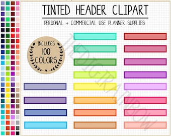 SALE 100 TINTED HEADER stickers rainbow header printable header planner stickers blank headers commercial use planner clipart Erin Condren