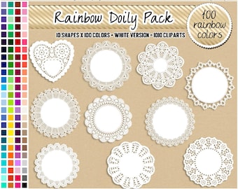 SALE 1010 lace doily clipart rainbow lace doilies doily label or tag lace clipart in pastel bright dark neutral color digital scrapbooking