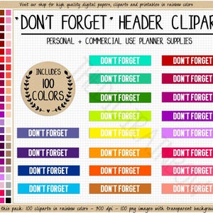 OFERTA 100 NO OLVIDES pegatinas para planificador pegatinas recordatorias para planificador pegatinas para lista de tareas pegatinas para planificador arcoíris imprimibles cliparts de planificador de Erin Condren