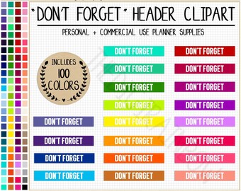 SALE 100 DON'T FORGET Planer Aufkleber Erinnerung Planer Sticker Regenbogen druckbare Erin Condren Cliparts