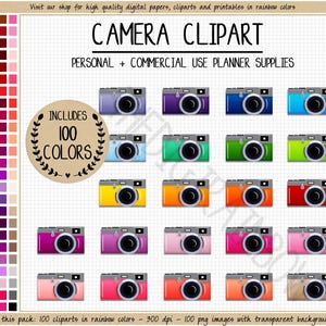 100 CAMERA clipart photography clipart Polaroid clipart camera planner stickers rainbow camera icon Erin Condren printable planner stickers