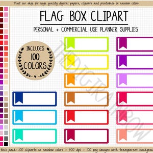SALE 100 OUTLINED QUARTER box stickers flag printable digital sticker rainbow simple box sticker Erin Condren Goodnotes commercial clipart