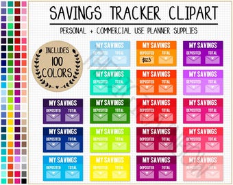 SALE 100 SAVINGS digitaler Aufkleber Geld Tracker Aufkleber Finanzen Clipart Erin Condren Goodnotes wöchentlich monatlich Bargeld komerziell nutzen
