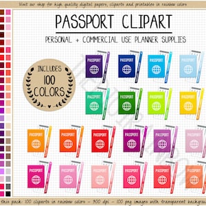 VENDA 100 PASSAPORTE clipart adesivos para passaporte adesivos de viagem adesivos para passagens aéreas adesivos de férias gráficos de viagem clipart de férias ECLP
