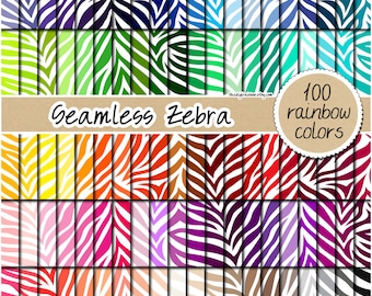 100 zebra digital paper seamless rainbow paper safari animal print scrapbooking kit pattern printable 12x12 pastel neutral bright dark