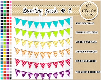 SALE 600 triangle bunting clipart flag clipart rainbow banner clipart banner printable stitched bunting striped pennant bunting planner clip