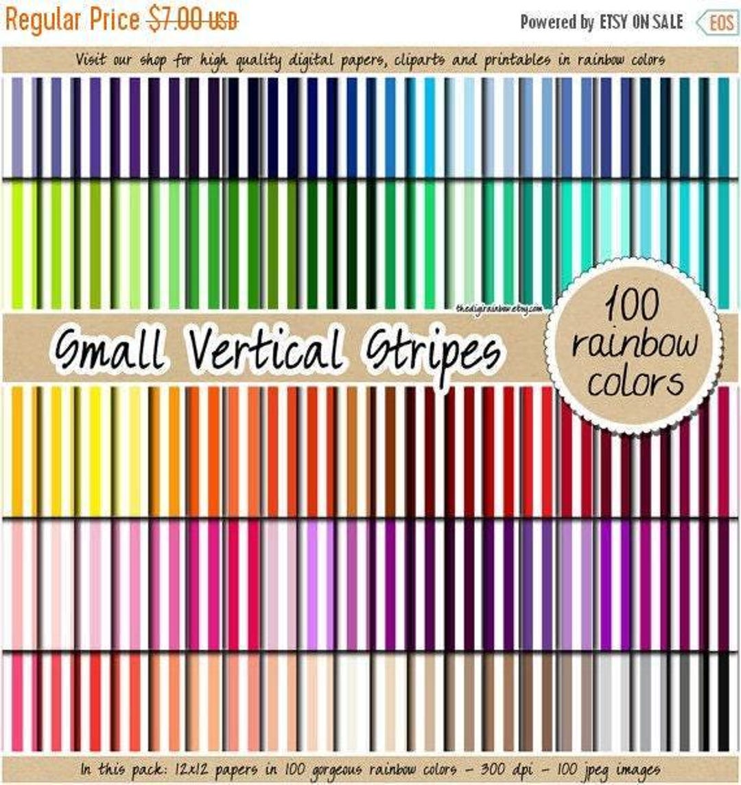 100 SEAMLESS Vertical Stripes Paper Rainbow Digital Background ...